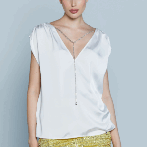 Blusa DOSERMANAS S/M Doppio Sc.V Profondo più Collana Strass