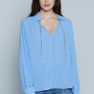 Blusa MARBELLA M/L Scollo V con Catena Logo